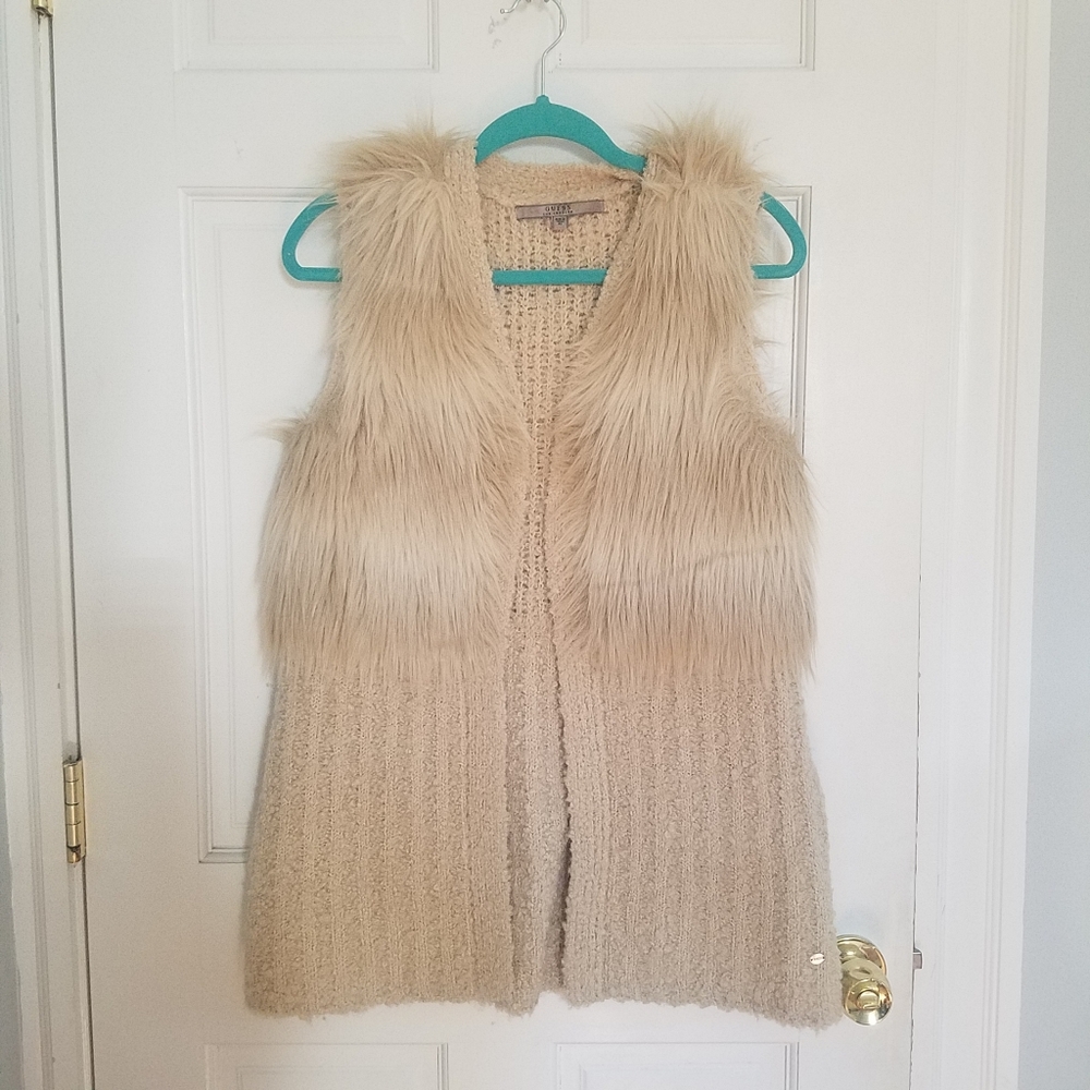 Guess Faux Fur Sweater Vest